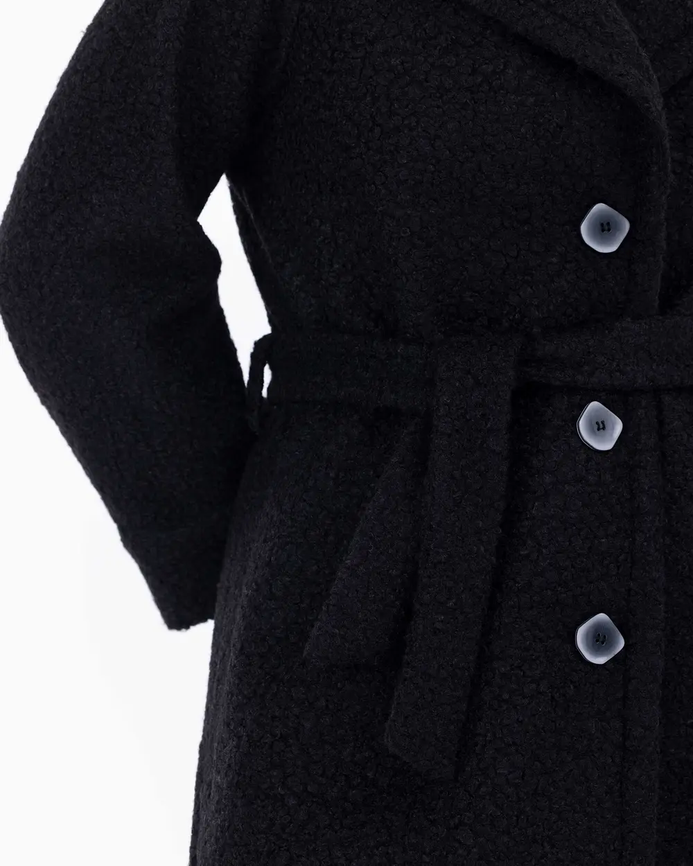 Plus Size Textured Belted Coat