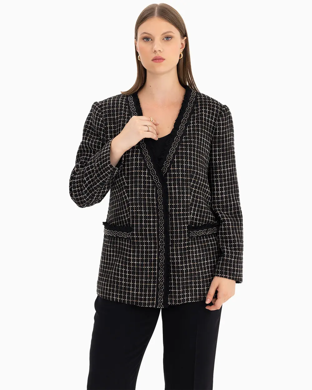 Plus Size Tweed Jacket