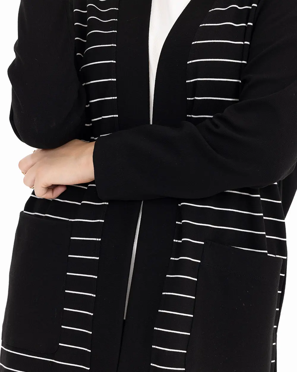 Plus Size Striped Pattern Jacket