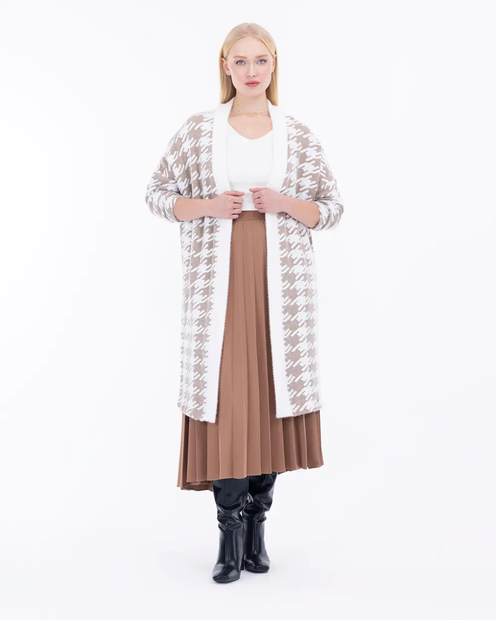 Plus Size Crowbar Patterned Jacket