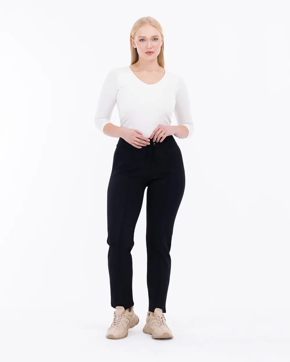 Ankle Length Knitted Fabric Trousers