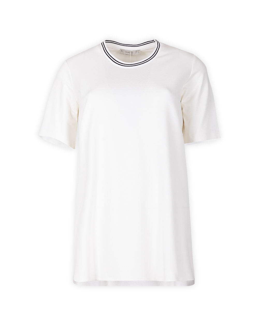 PLUS SIZE ROUND COLLAR T-SHIRT WITH RIBBON