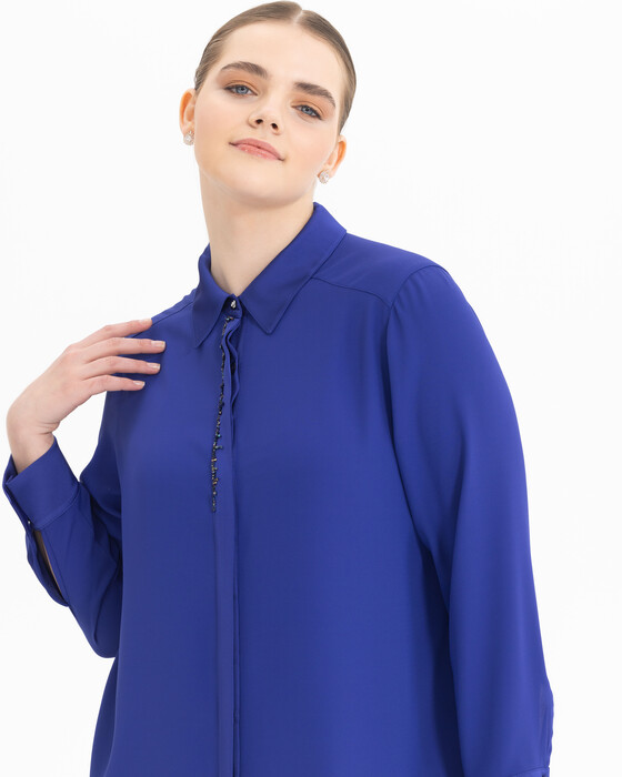 GALAXI PLUS SIZE STONE EMBROIDERED SHIRT