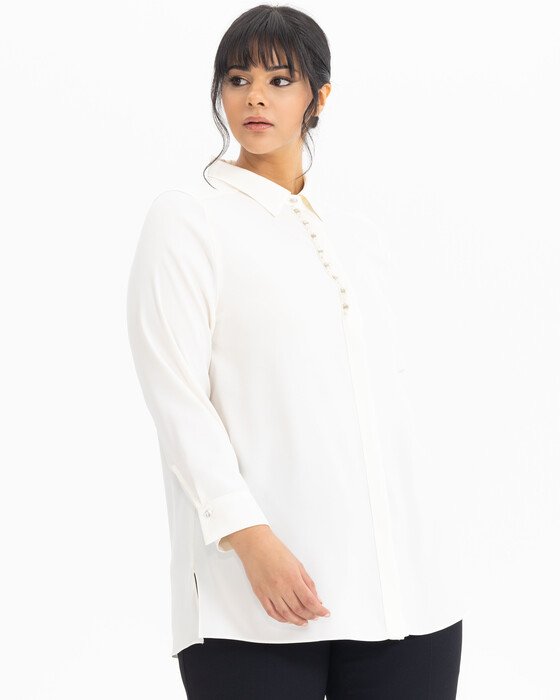 GALAXI PLUS SIZE STONE EMBROIDERED SHIRT