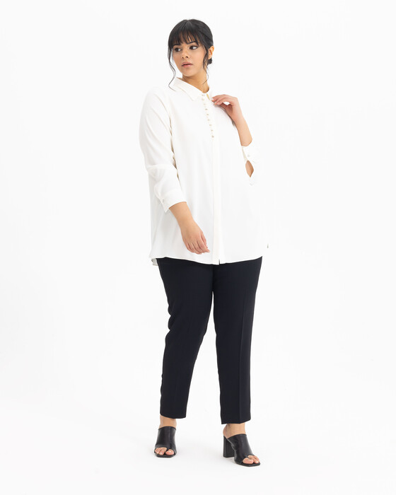 GALAXI PLUS SIZE STONE EMBROIDERED SHIRT