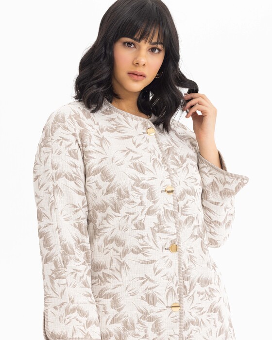GALAXİ PLUS SIZE FLORAL PATTERNED BUTTON TRENCH COAT