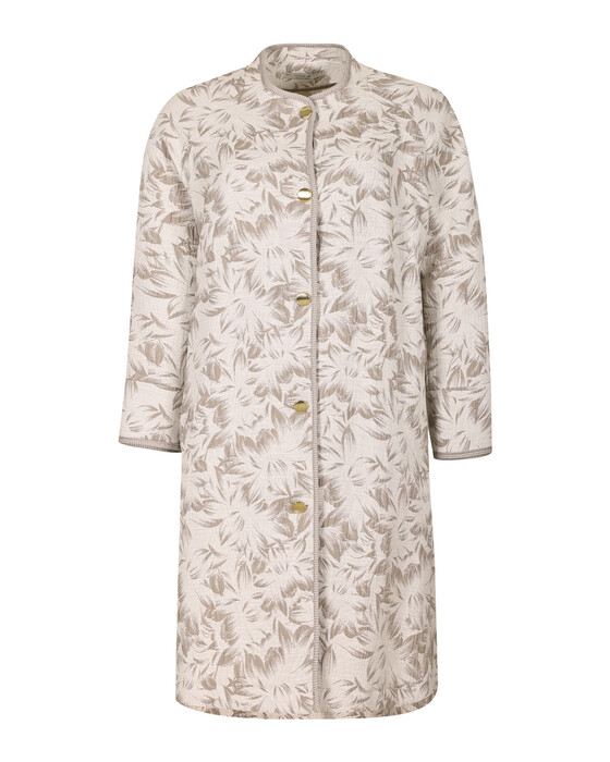 GALAXİ PLUS SIZE FLORAL PATTERNED BUTTON TRENCH COAT