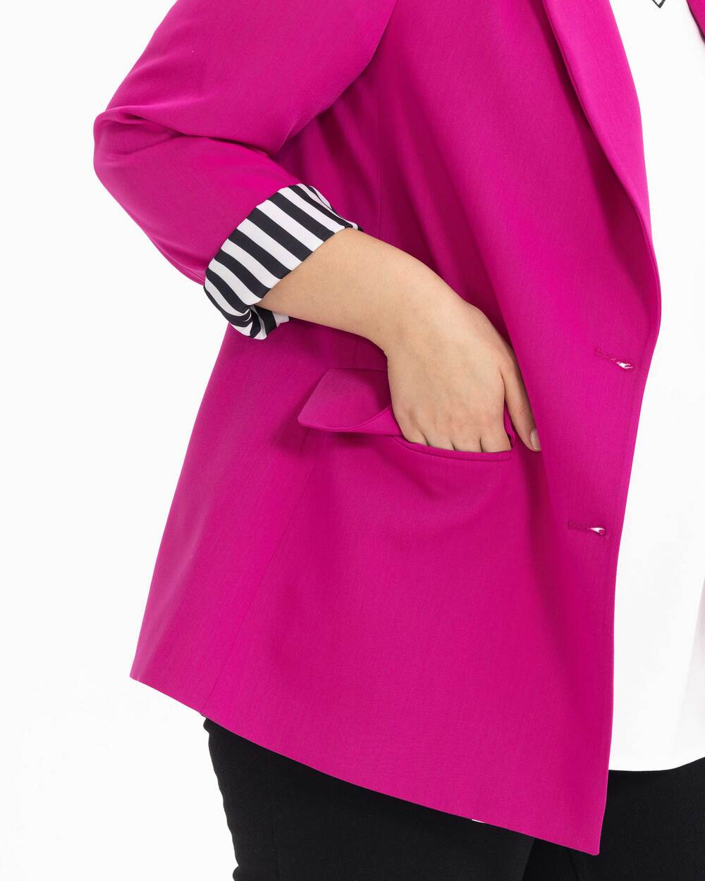 GALAXİ PLUS SIZE LINING PATTERNED BLAZER JACKET