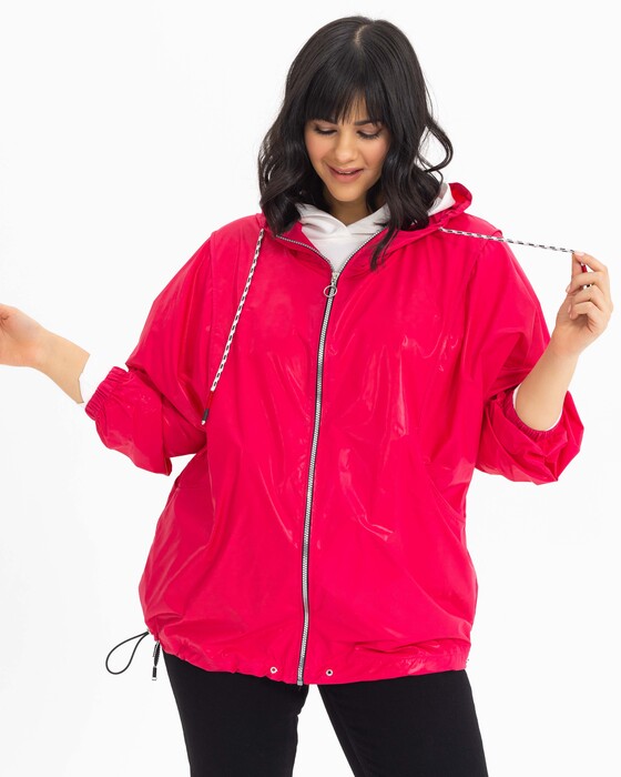 Büyük Beden Parlak Görünümlü Renkli Yağmurluk