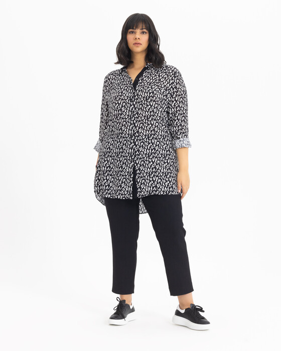 GALAXI PLUS SIZE LEOPARD PRINT SHIRT