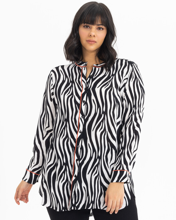 GALAXI PLUS SIZE ZEBRA PRINT SHIRT