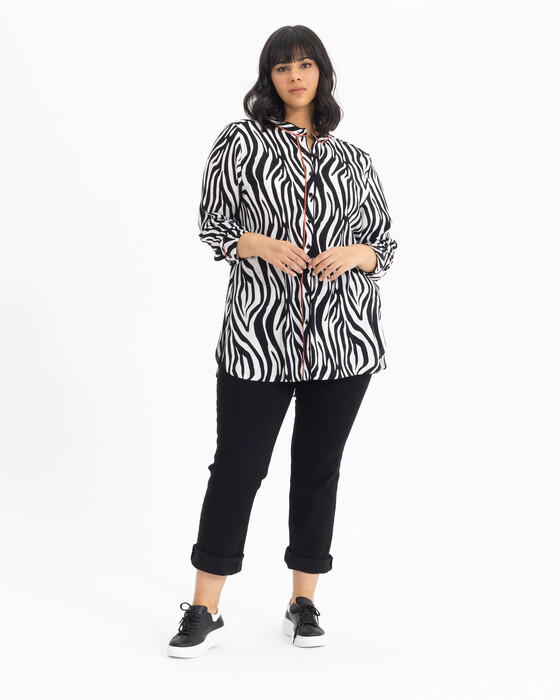 GALAXI PLUS SIZE ZEBRA PRINT SHIRT