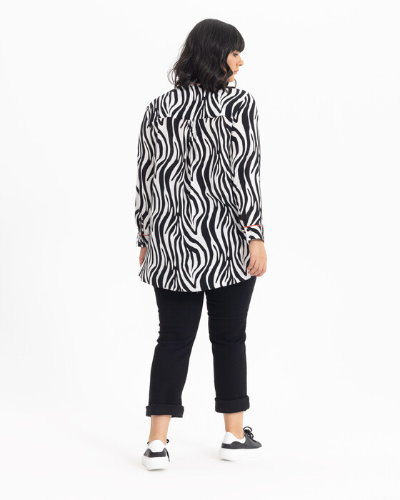 GALAXI PLUS SIZE ZEBRA PRINT SHIRT