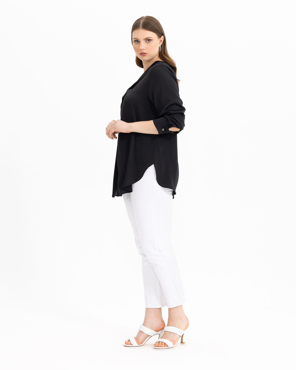 Plus Size Satin Look Stone Shirt