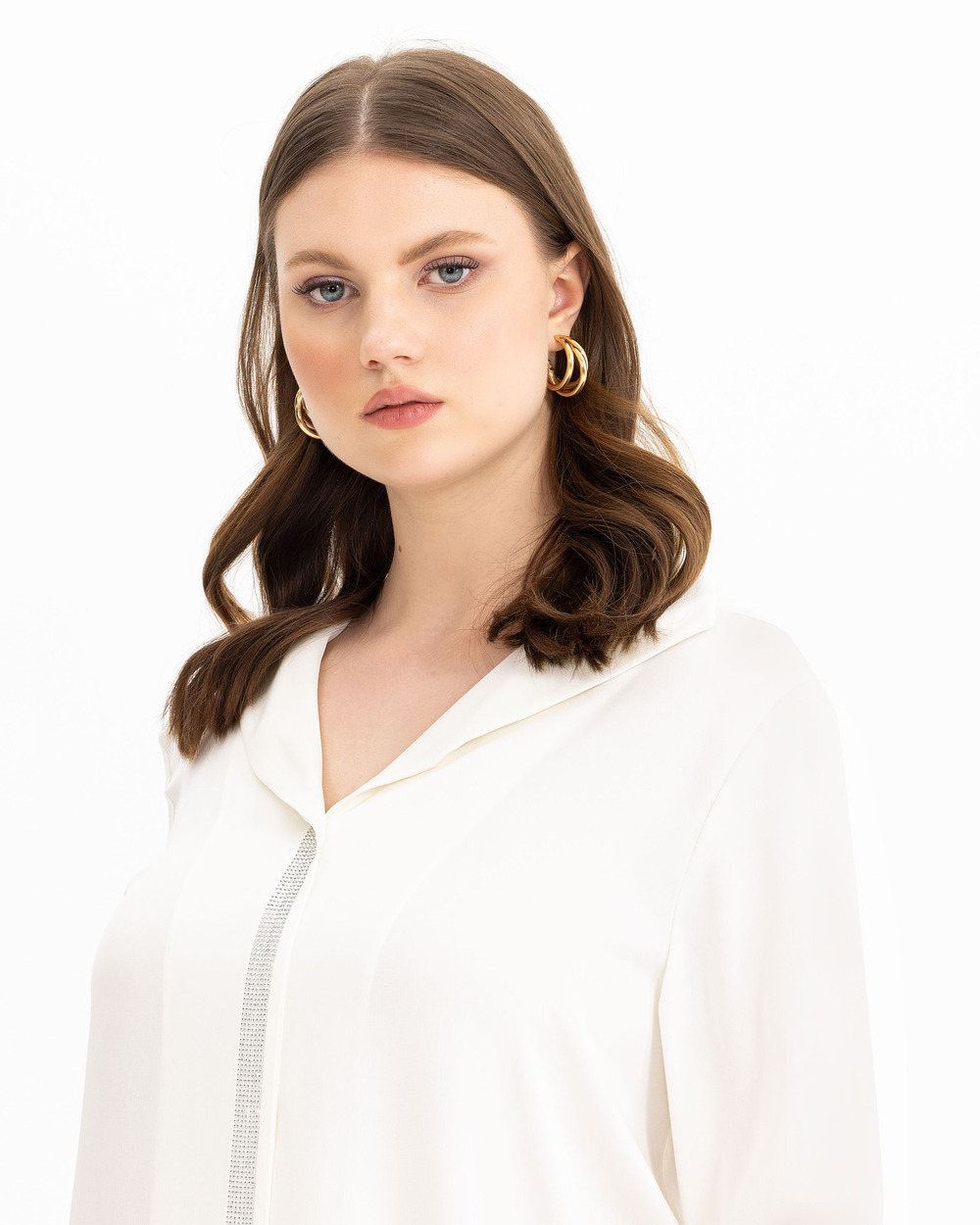 Plus Size Satin Look Stone Shirt