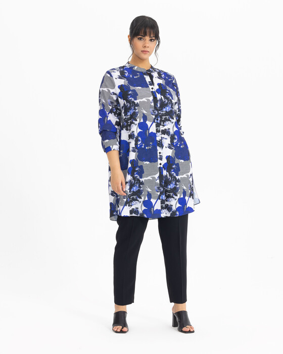 PLUS SIZE FLORAL PRINT SHIRT TUNIC