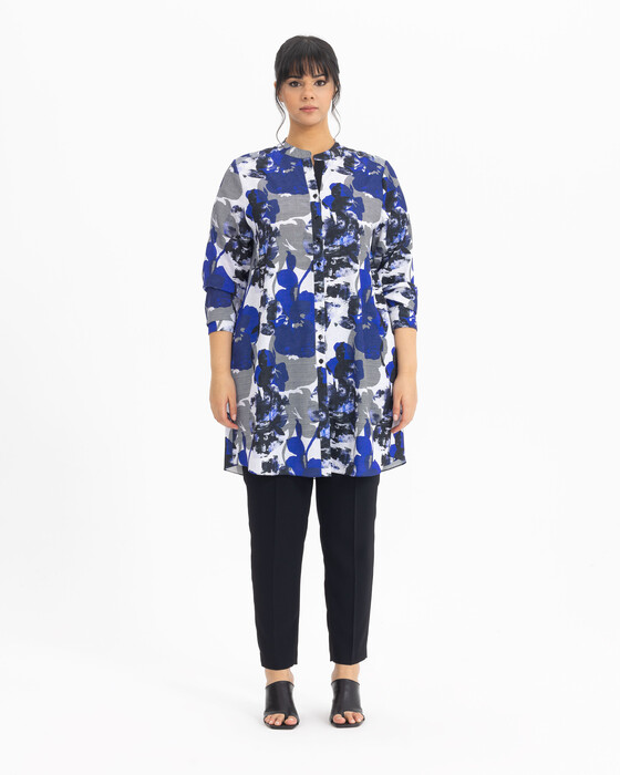 PLUS SIZE FLORAL PRINT SHIRT TUNIC