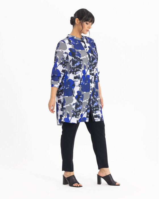 PLUS SIZE FLORAL PRINT SHIRT TUNIC