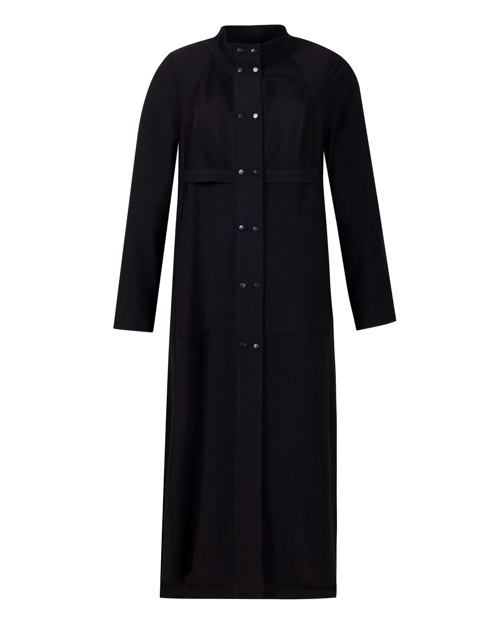 Büyük Beden Yırtmaçlı Çıtçıt Düğmeli Pardesü