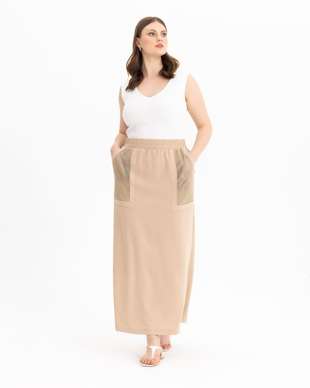GALAXİ PLUS SIZE ELASTIC WAIST SKIRT