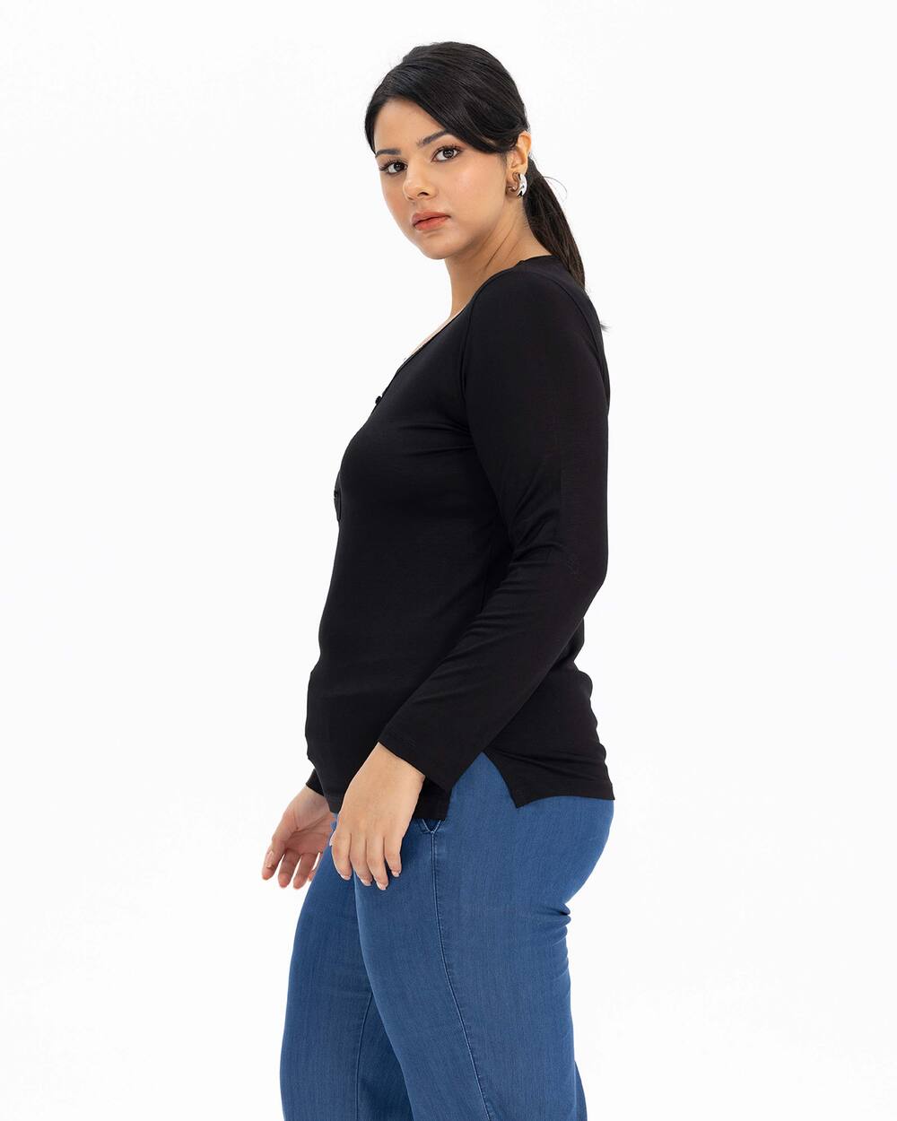  Plus Size Collar Silvery Combed Cotton Blouse