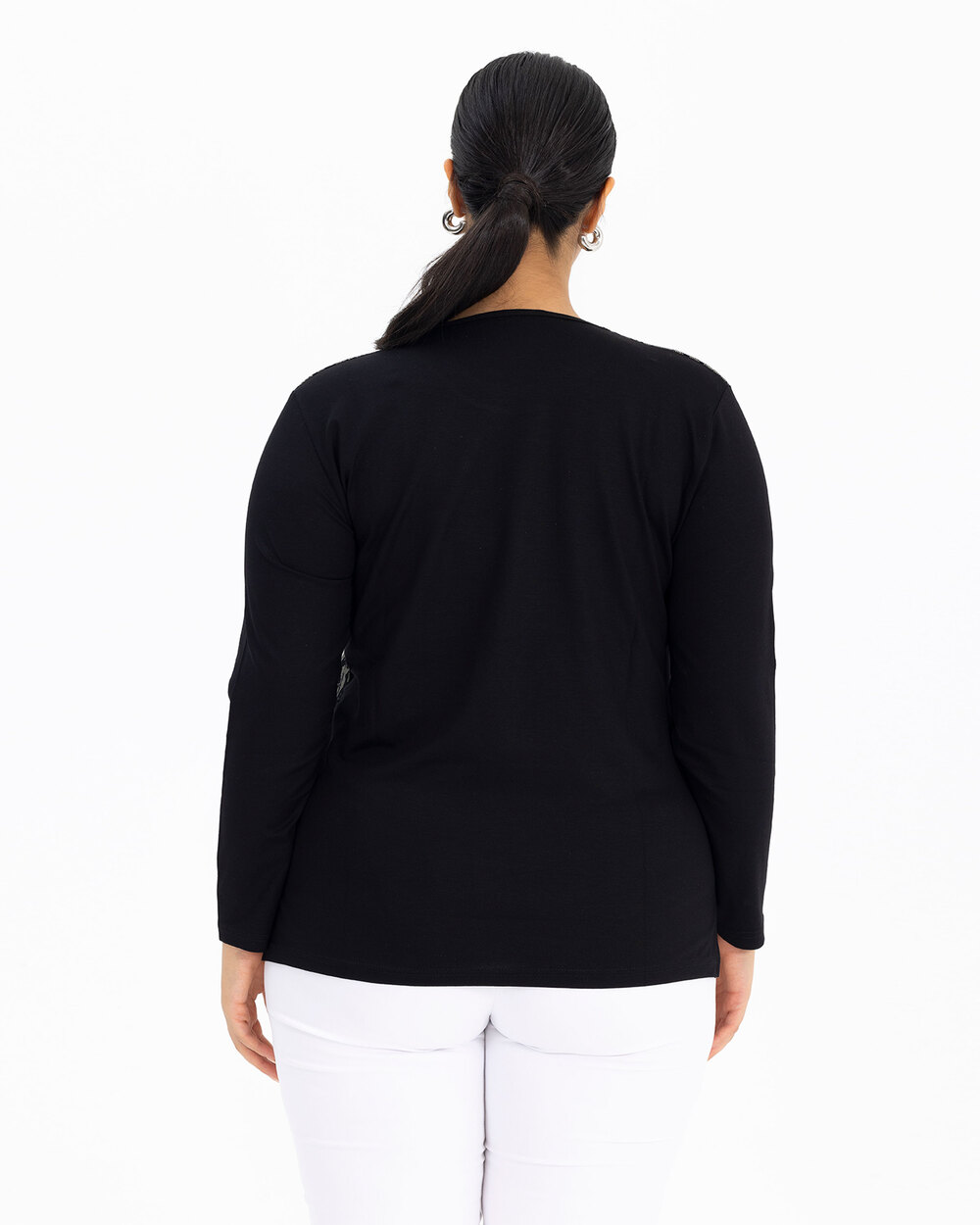 Büyük Beden Baskılı Uzun Kollu Bluz