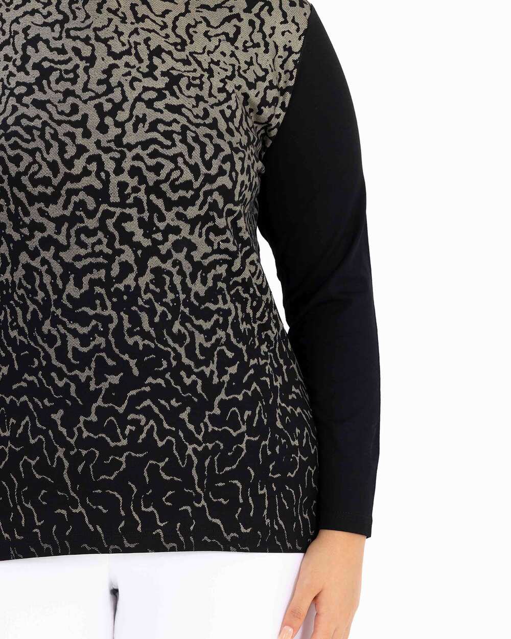 Büyük Beden Baskılı Uzun Kollu Bluz