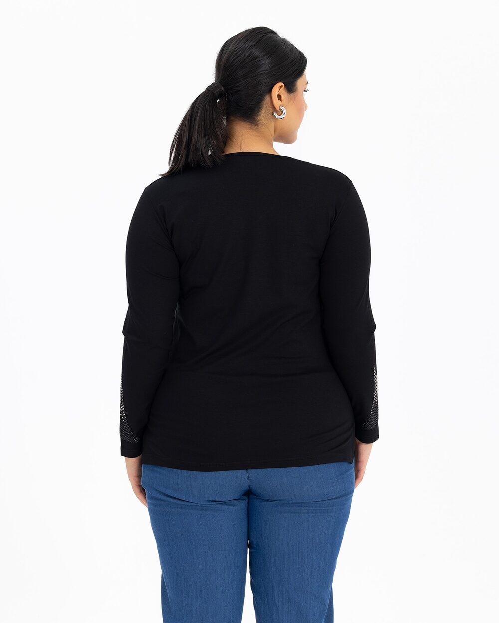 Büyük Beden Taşlı Uzun Kollu Bluz