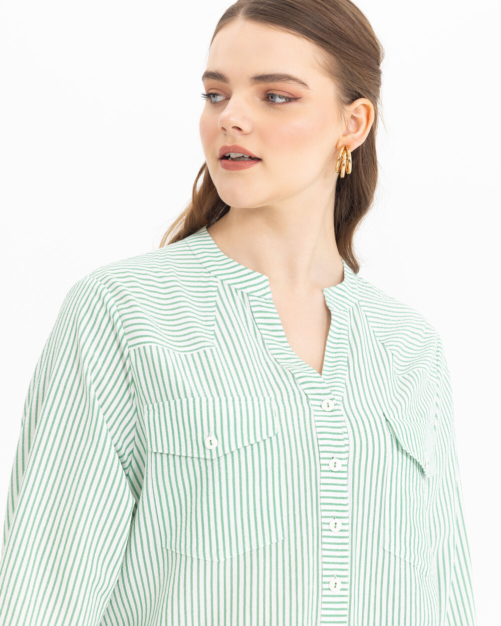  Plus Size Striped Shirt