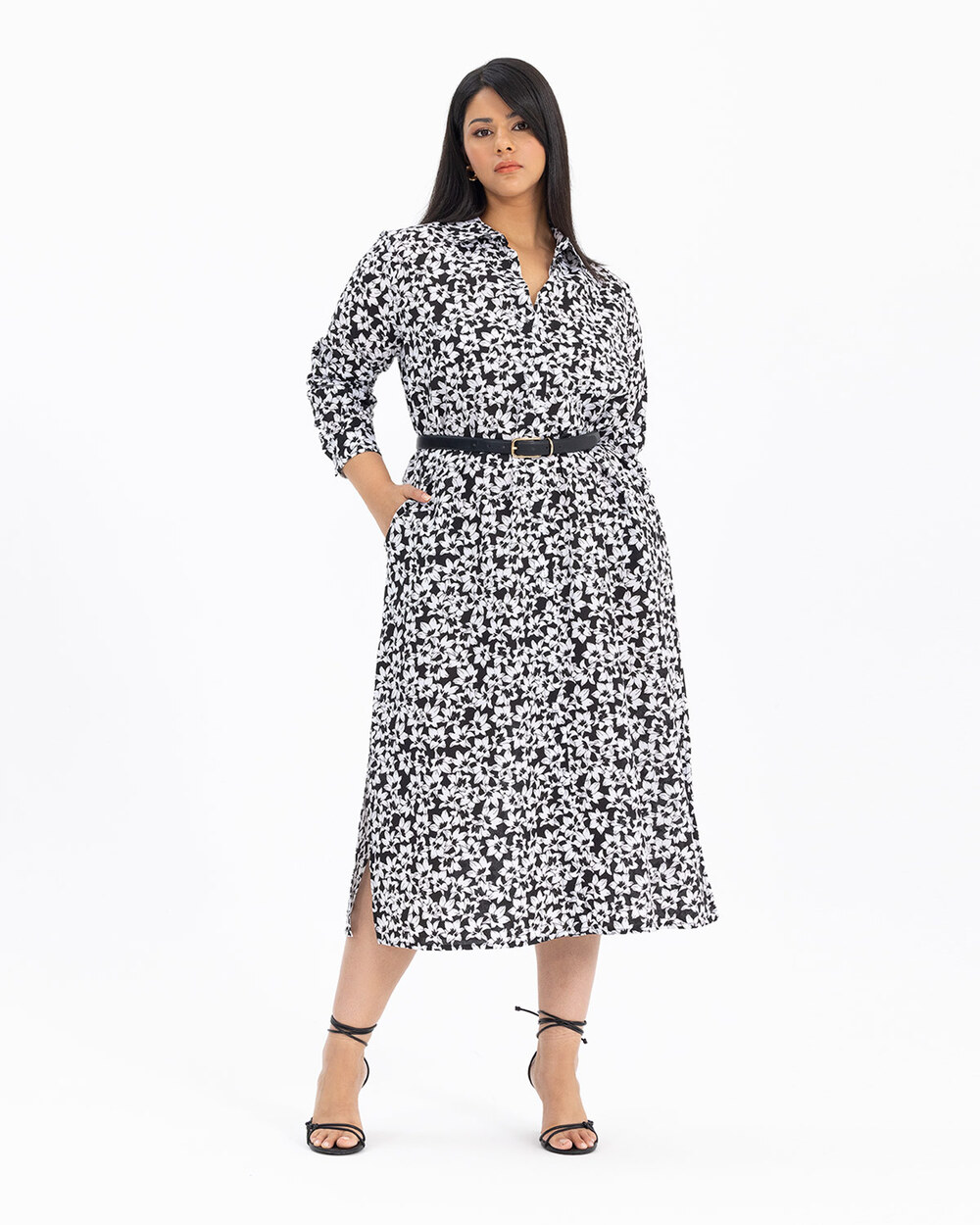 Büyük Beden Desenli Gömlek Model Elbise