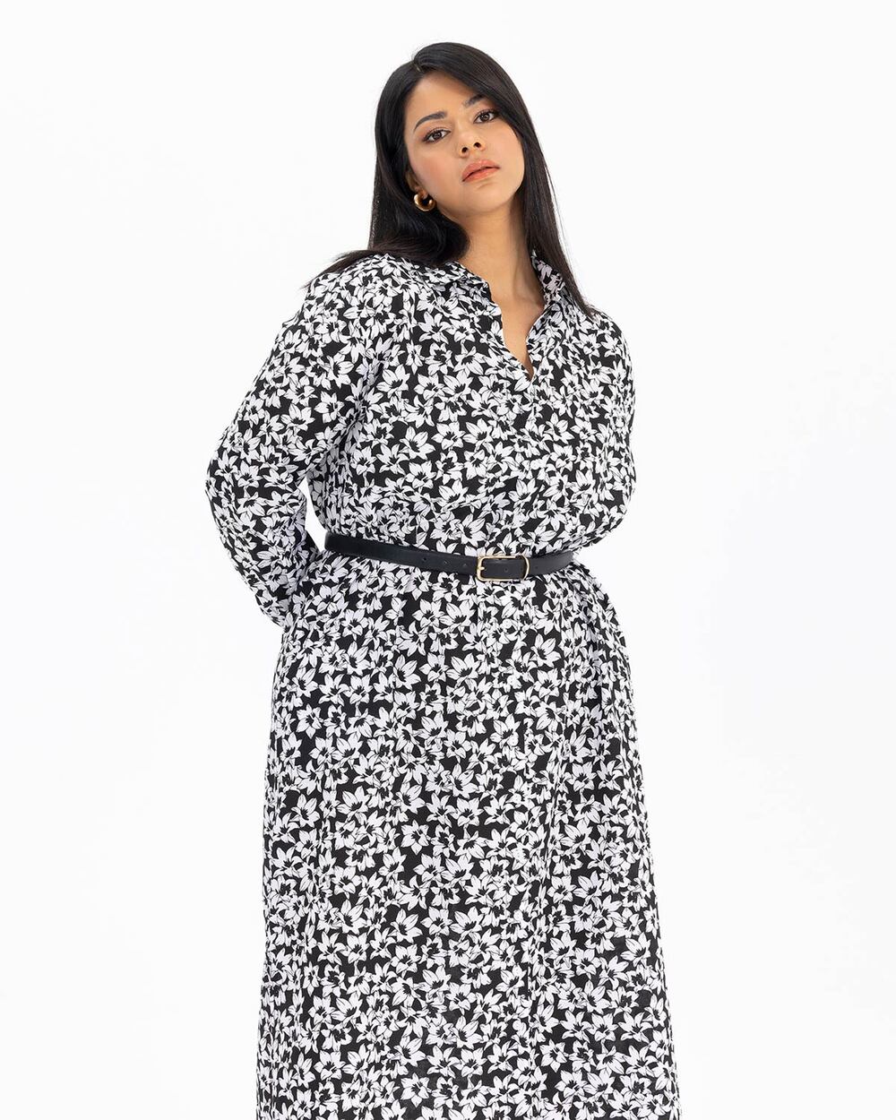 Büyük Beden Desenli Gömlek Model Elbise