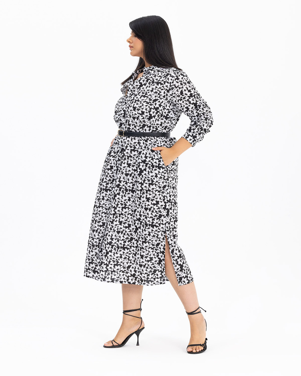 Büyük Beden Desenli Gömlek Model Elbise