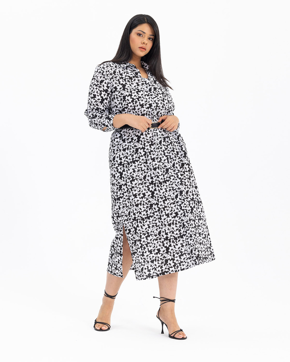 Büyük Beden Desenli Gömlek Model Elbise