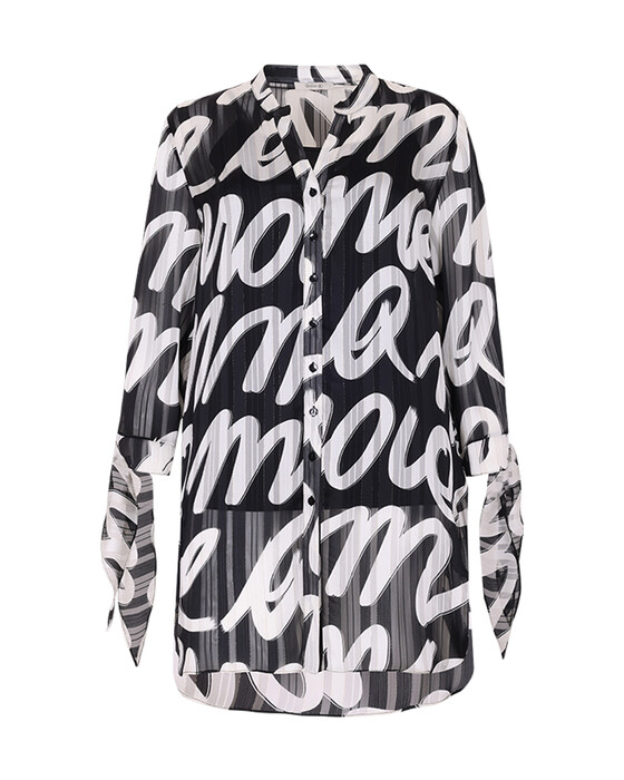 Büyük Beden Yazılı Şifon Tunik