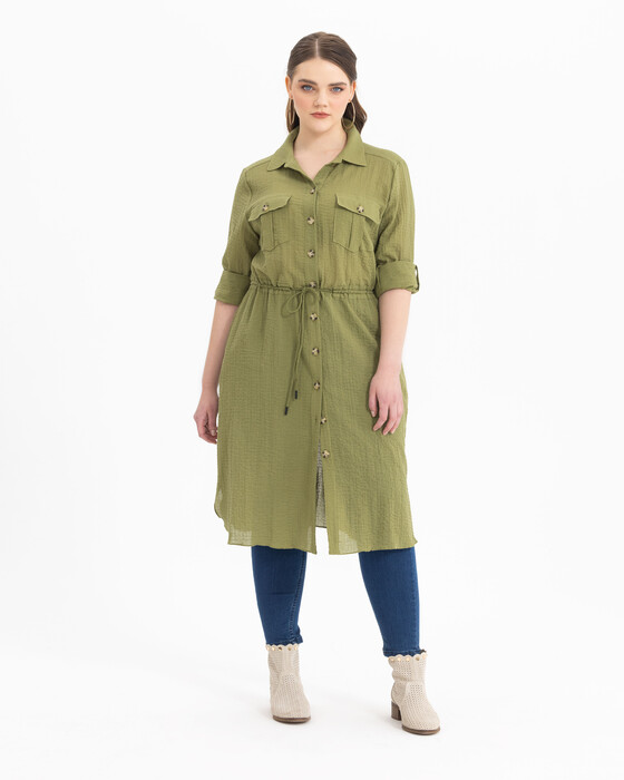 GALAXI PLUS SIZE TIED WAIST TRENCH COAT