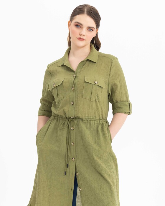 GALAXI PLUS SIZE TIED WAIST TRENCH COAT