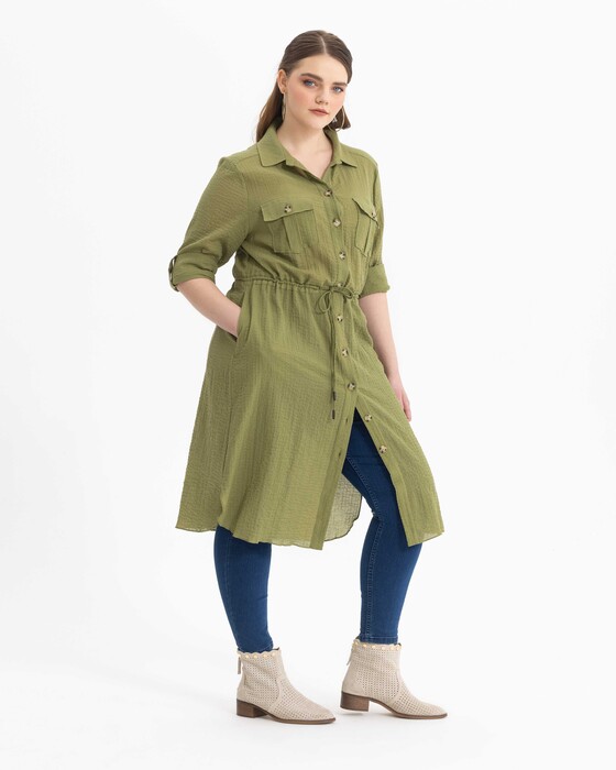 GALAXI PLUS SIZE TIED WAIST TRENCH COAT