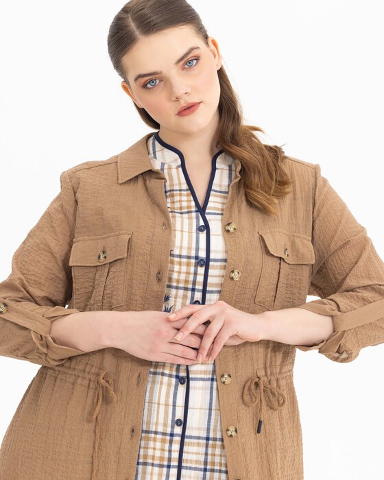 GALAXI PLUS SIZE TIED WAIST TRENCH COAT