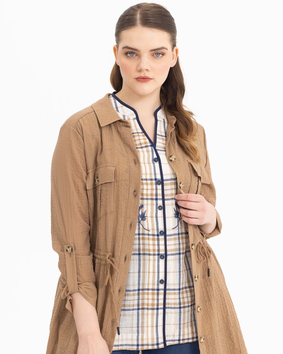 GALAXI PLUS SIZE TIED WAIST TRENCH COAT