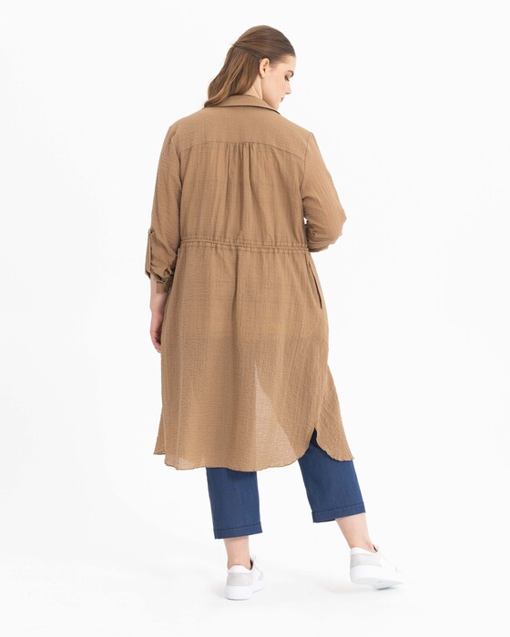 GALAXI PLUS SIZE TIED WAIST TRENCH COAT