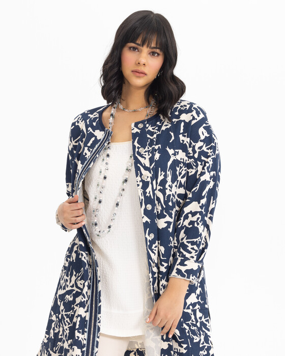 Plus Size Patterned Long Sleeve Cap