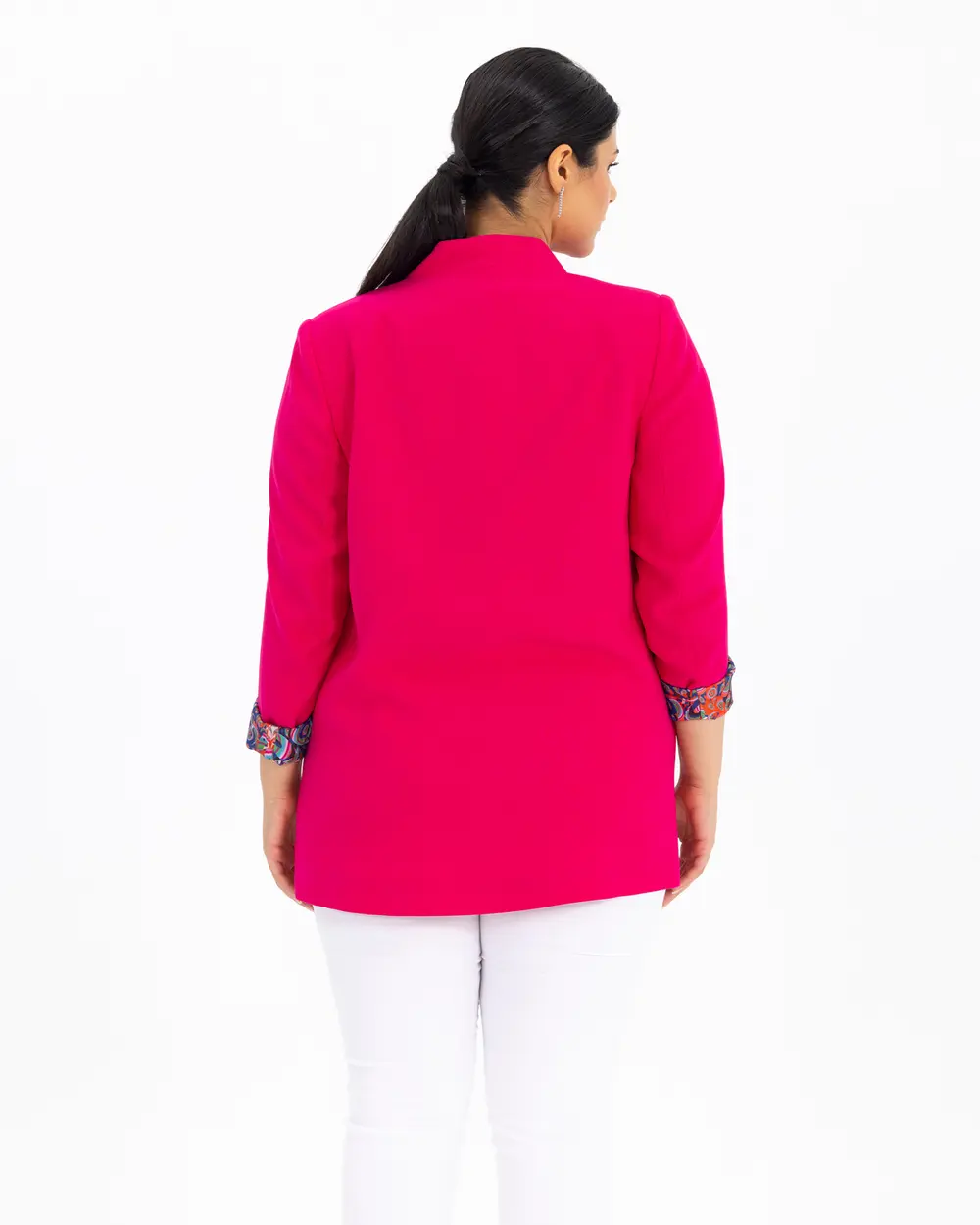 Plus Size Pattern Detailed Blazer Jacket