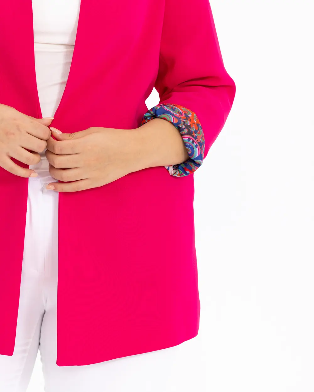 Plus Size Pattern Detailed Blazer Jacket