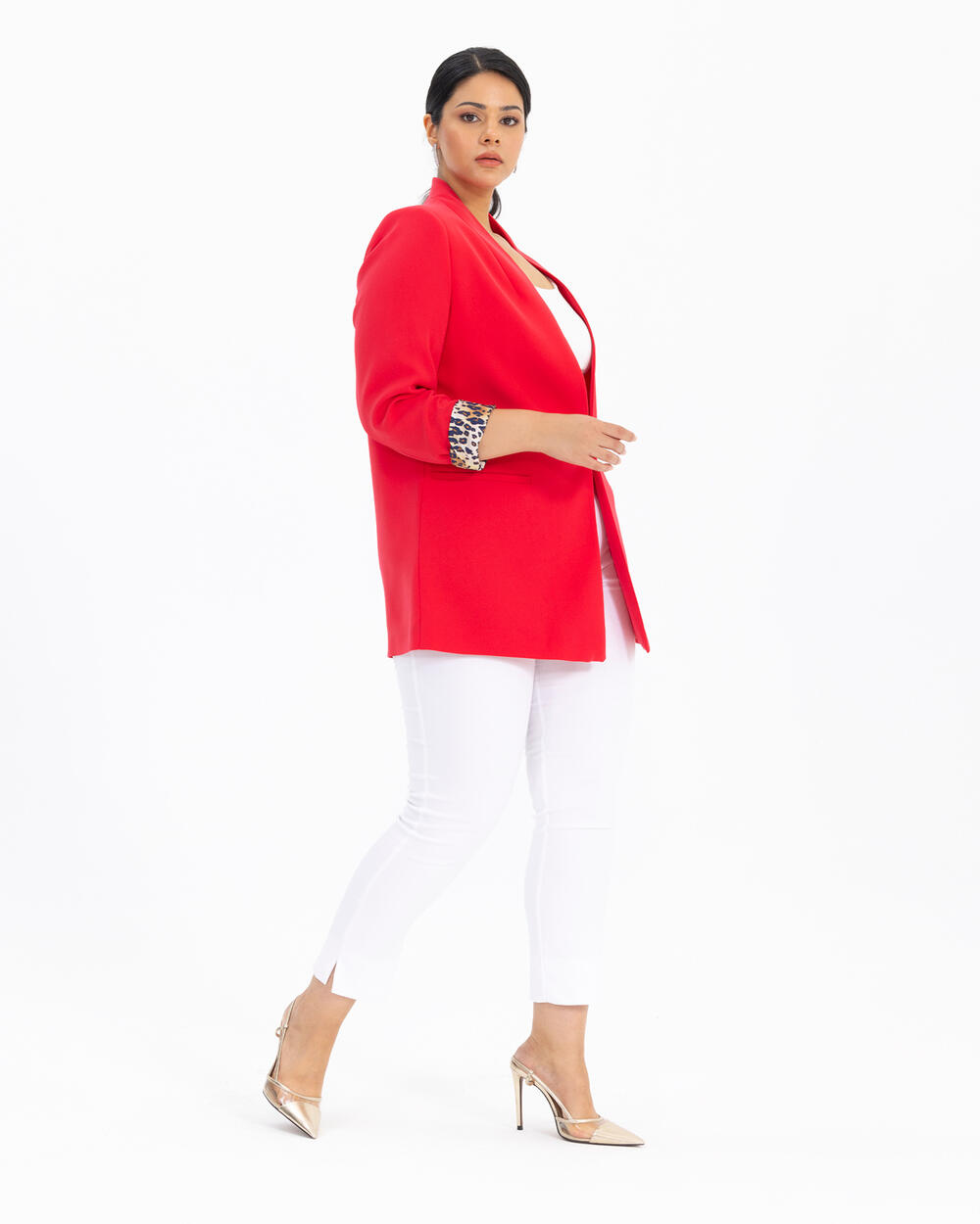 Plus Size Pattern Detailed Blazer Jacket