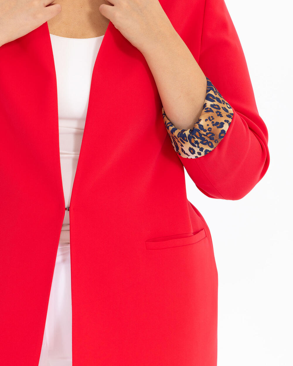 Plus Size Pattern Detailed Blazer Jacket