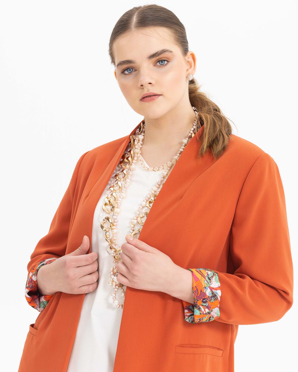 Plus Size Pattern Detailed Blazer Jacket