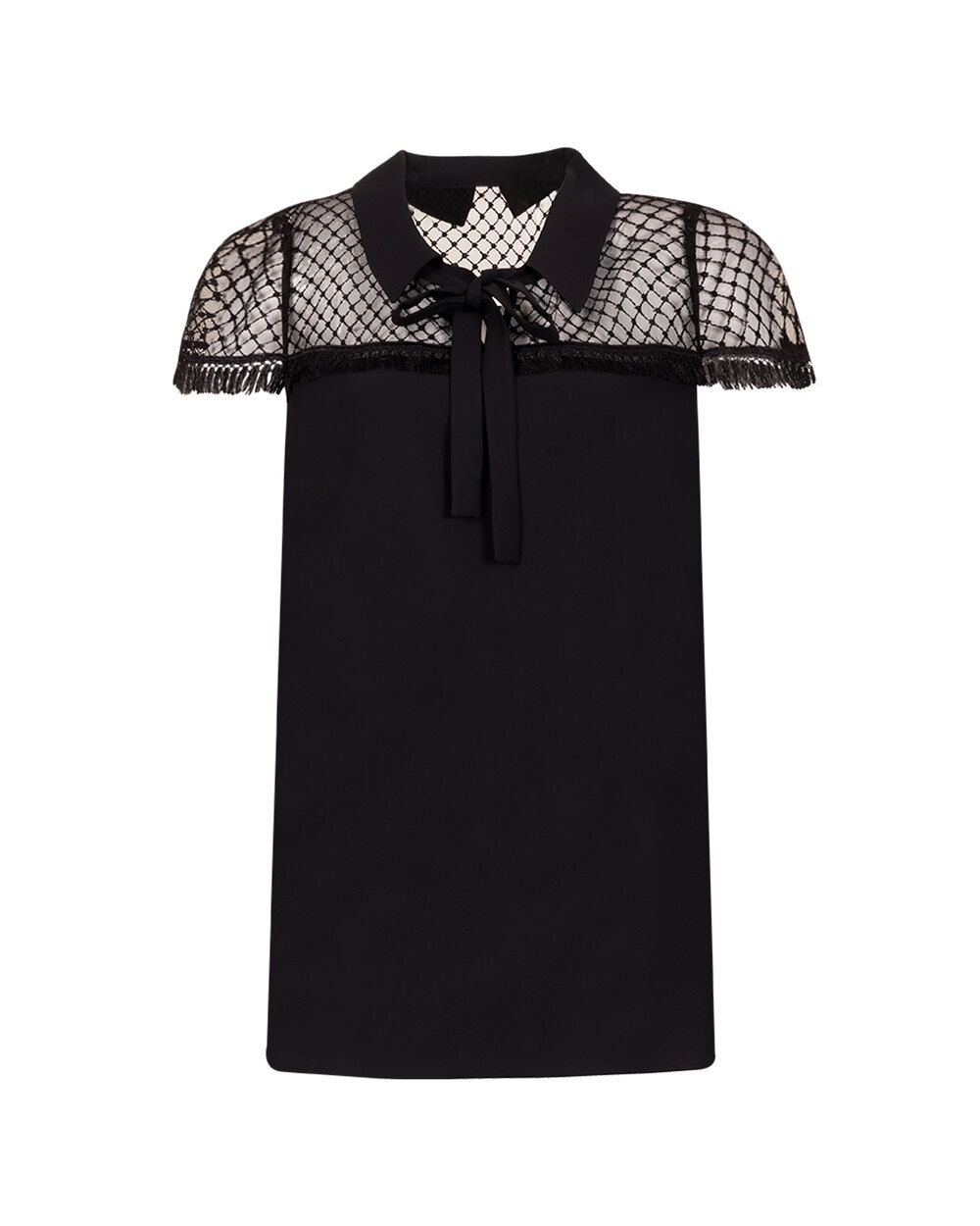 Büyük Beden Bağcık Detaylı Kısa Kollu Bluz