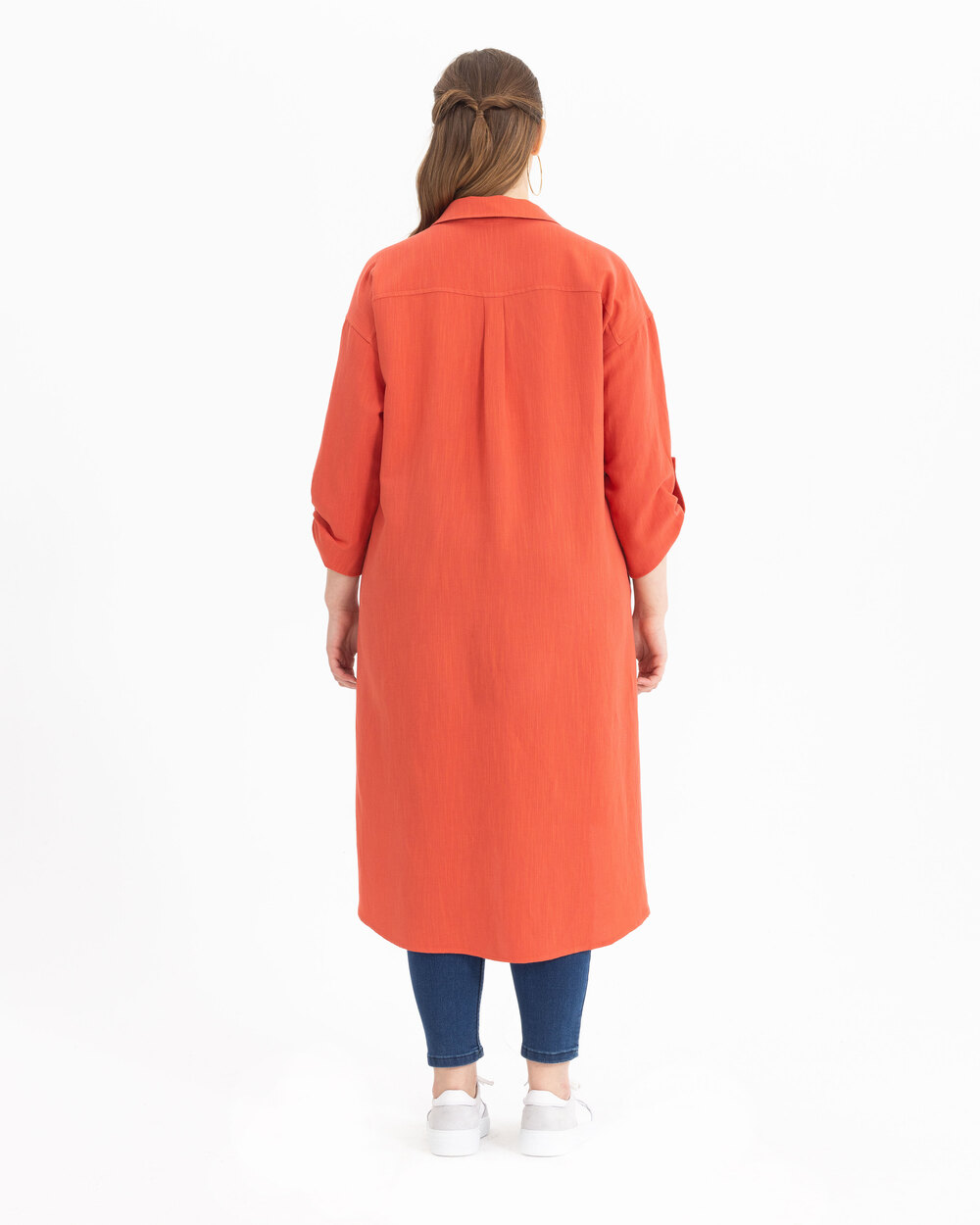 Büyük Beden Nakış Detaylı Gömlek Tunik