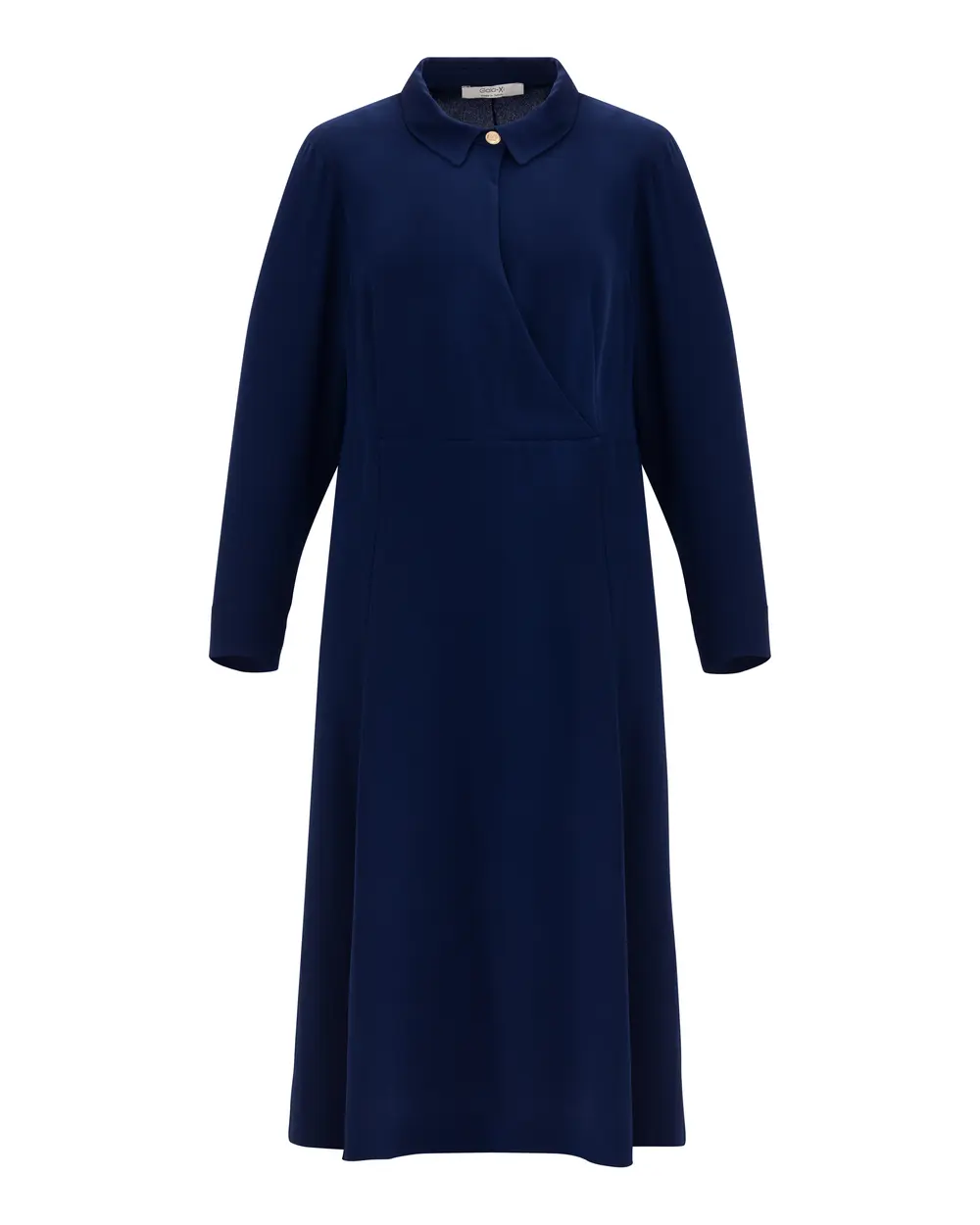 Büyük Beden Düğme Detaylı Gömlek Yakalı Elbise