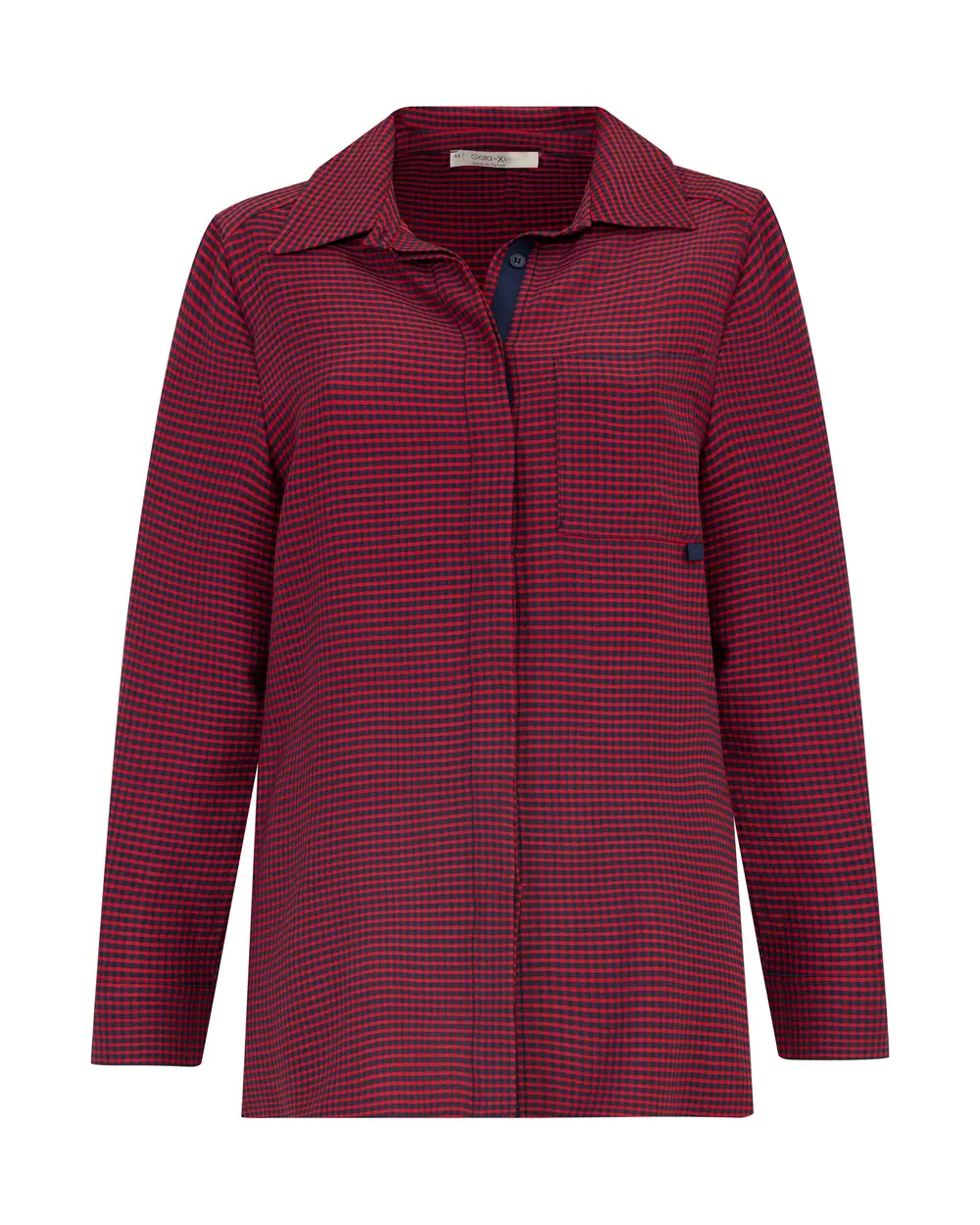 Plus Size Gingham Patterned Shirt with Pockets